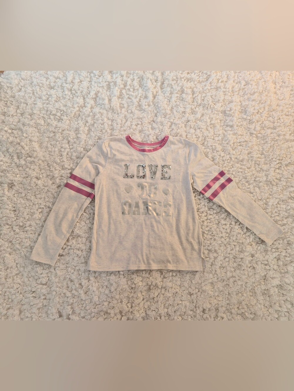 The Children's Place Girl Love to Dance Sequin Gray Shirt School 10/12
